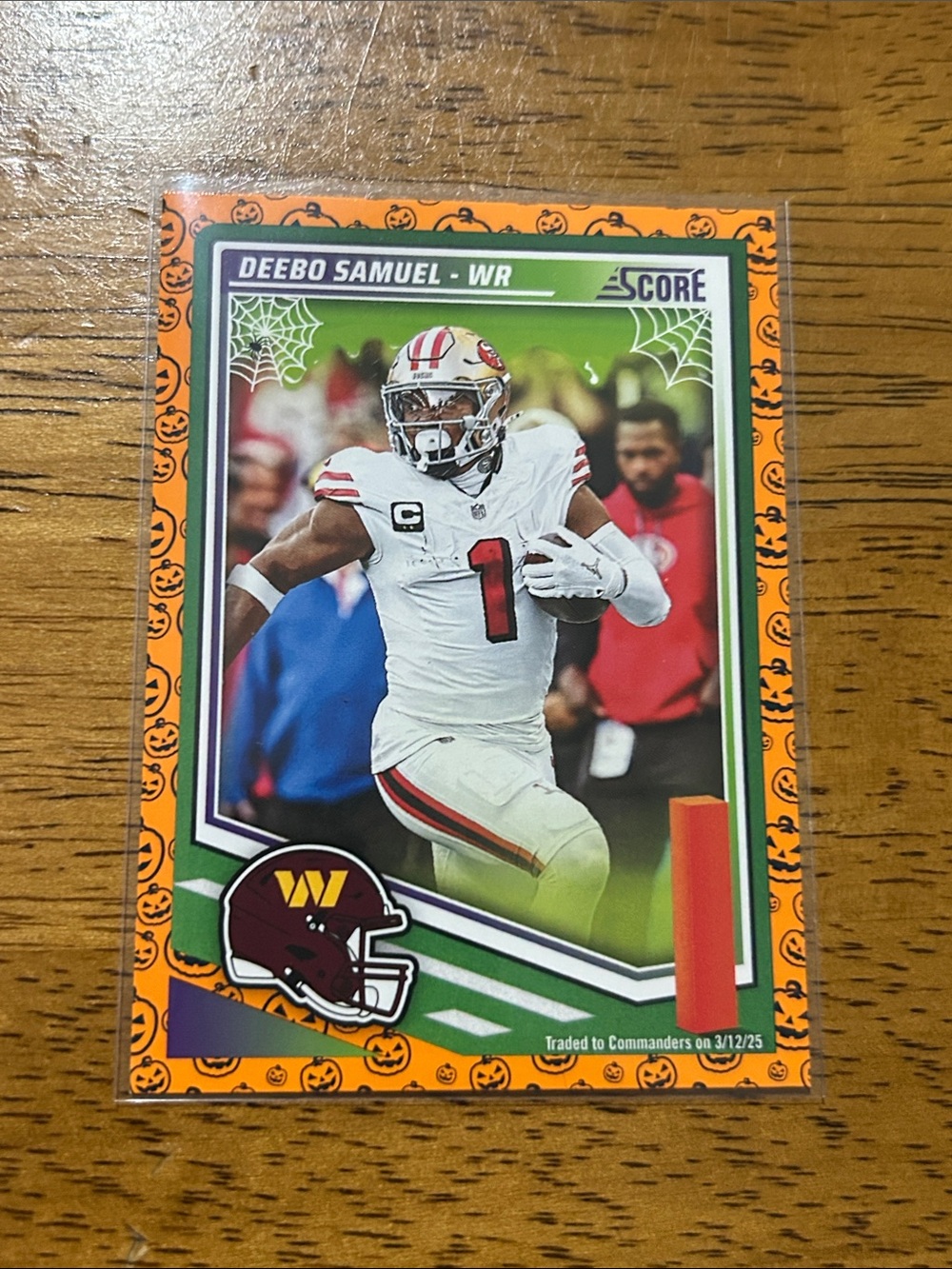 Deebo Samuel Score Football Card - Orange Halloween Border Washington Commanders